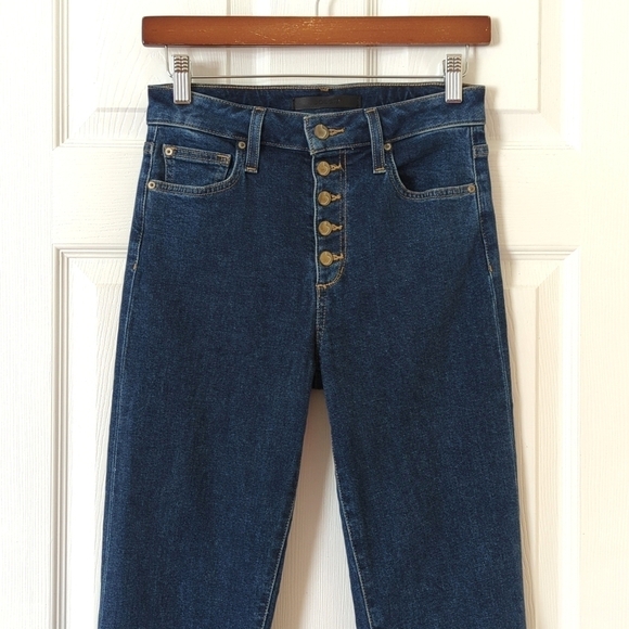 Joe's Jeans The Callie Dark Wash High Rise Cropped Boot Cut Button Fly Jeans 25 - Picture 2 of 14